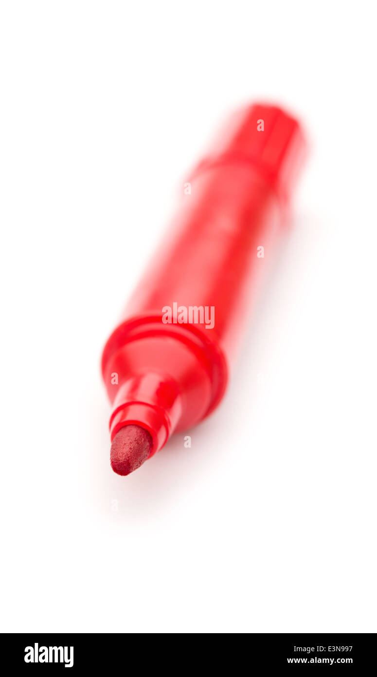 close up on tip of a red marker pen Stock Photo