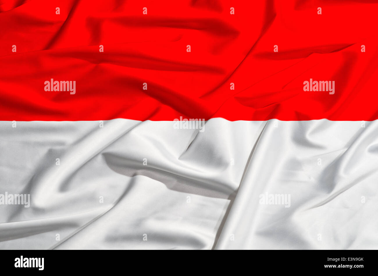 Indonesia flag on a silk drape waving Stock Photo