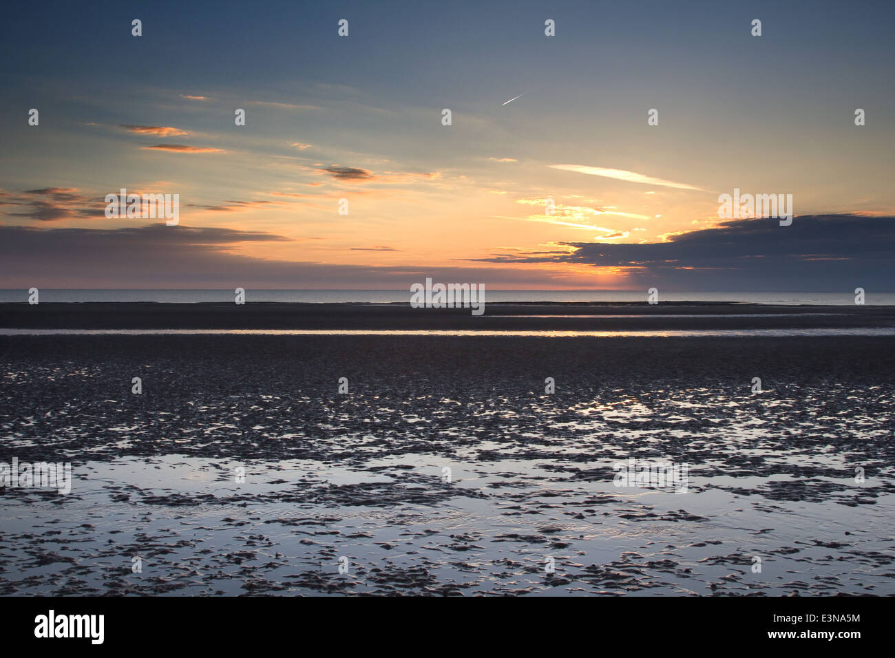 Sunset over The Wash, Hunstanton, Norfolk Stock Photo