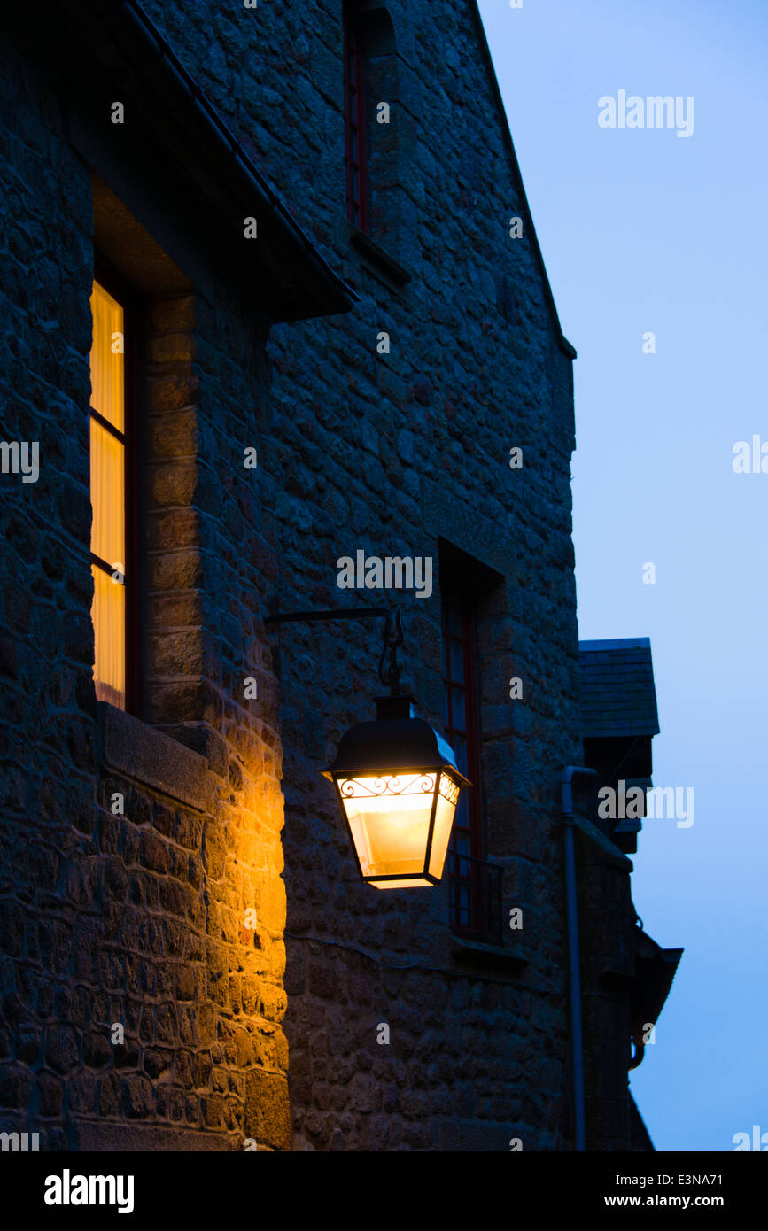 Wall lantern on Mont Saint Michel abbey, France Stock Photo