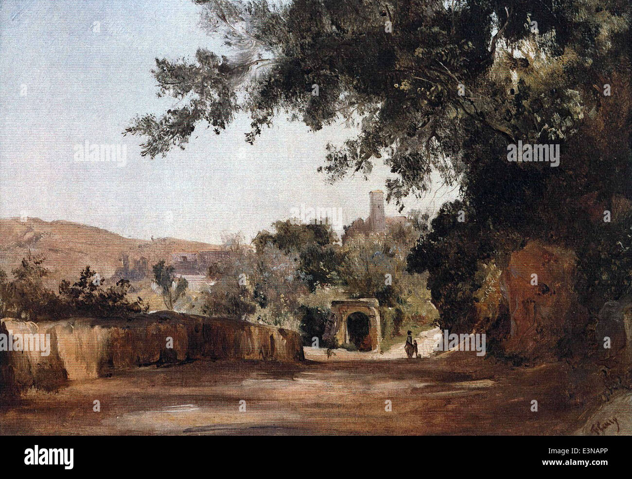 Léon Fleury - View of Tivoli from Santa Maria del Giglio 1827 - MET Museum - New-York Stock Photo