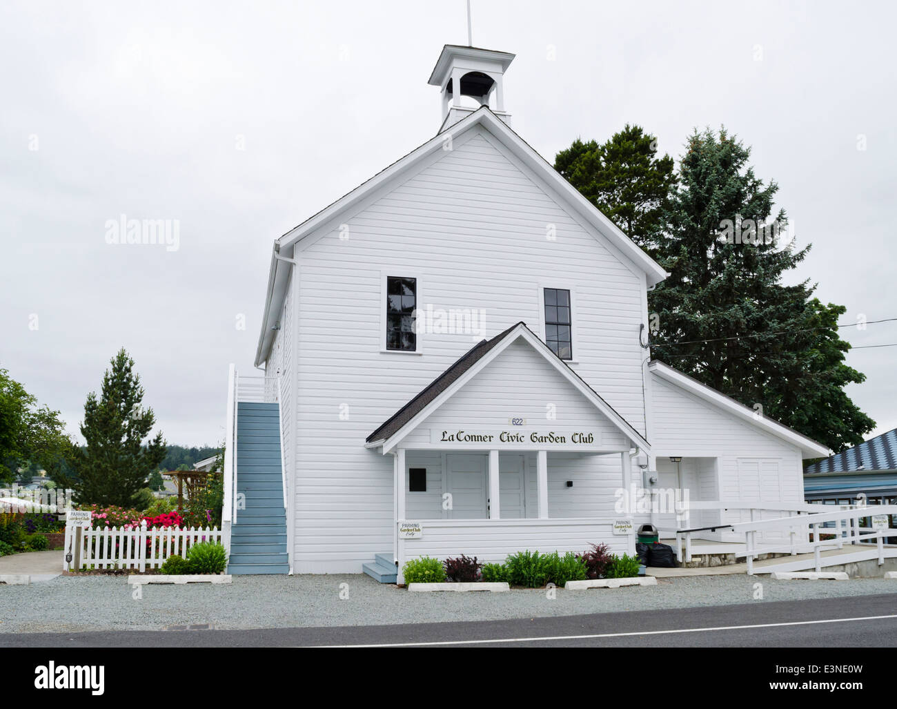 La Conner Civic Garden Club building. Historic white building in the