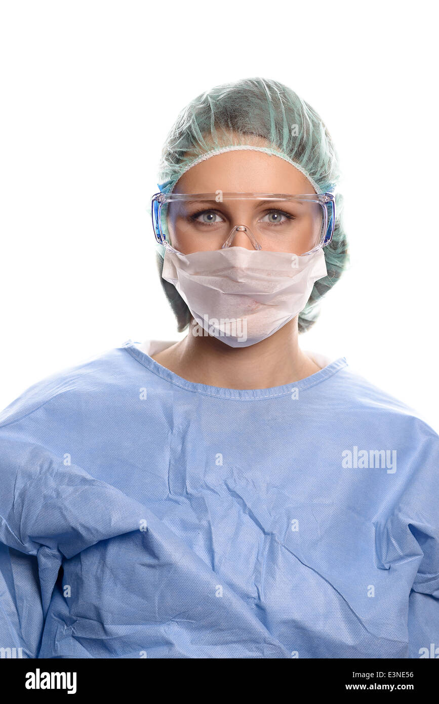 Young nurse or doctor in surgical scrubs Stock Photo