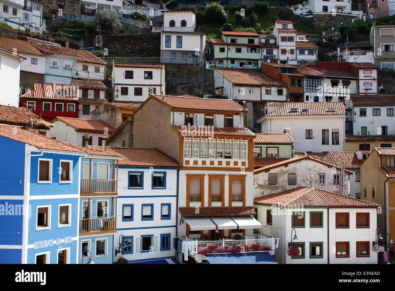 Fishing village of Cudillero with colorful houses at the seaside