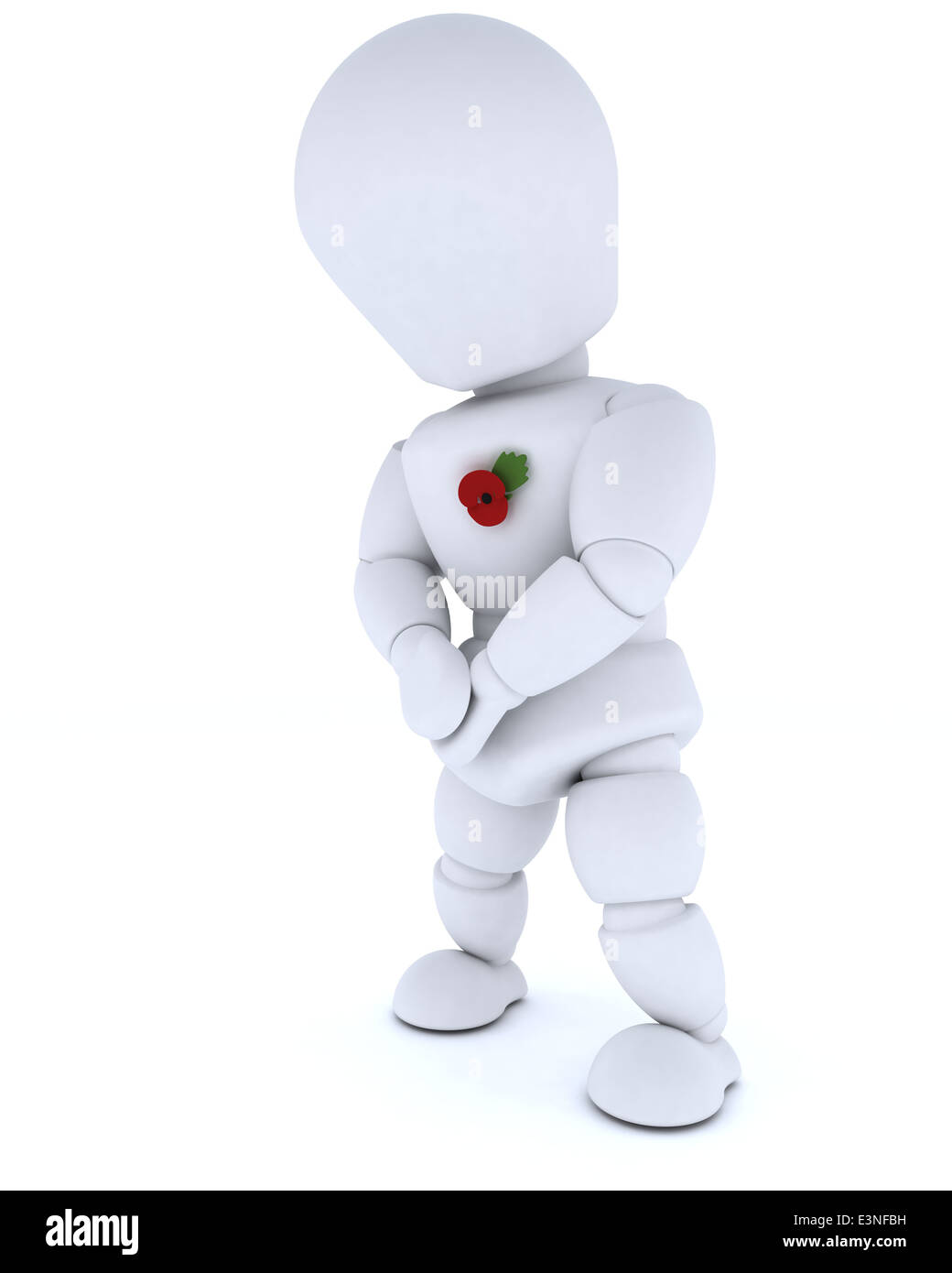 3D render of a man with poppy in remembrance Stock Photo - Alamy