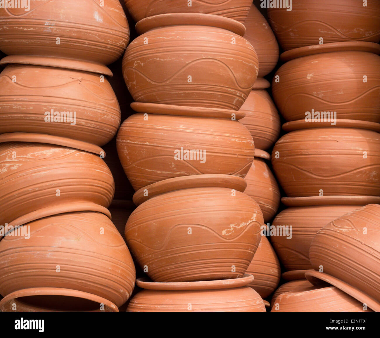 clay pots. traditional art objects background Stock Photo