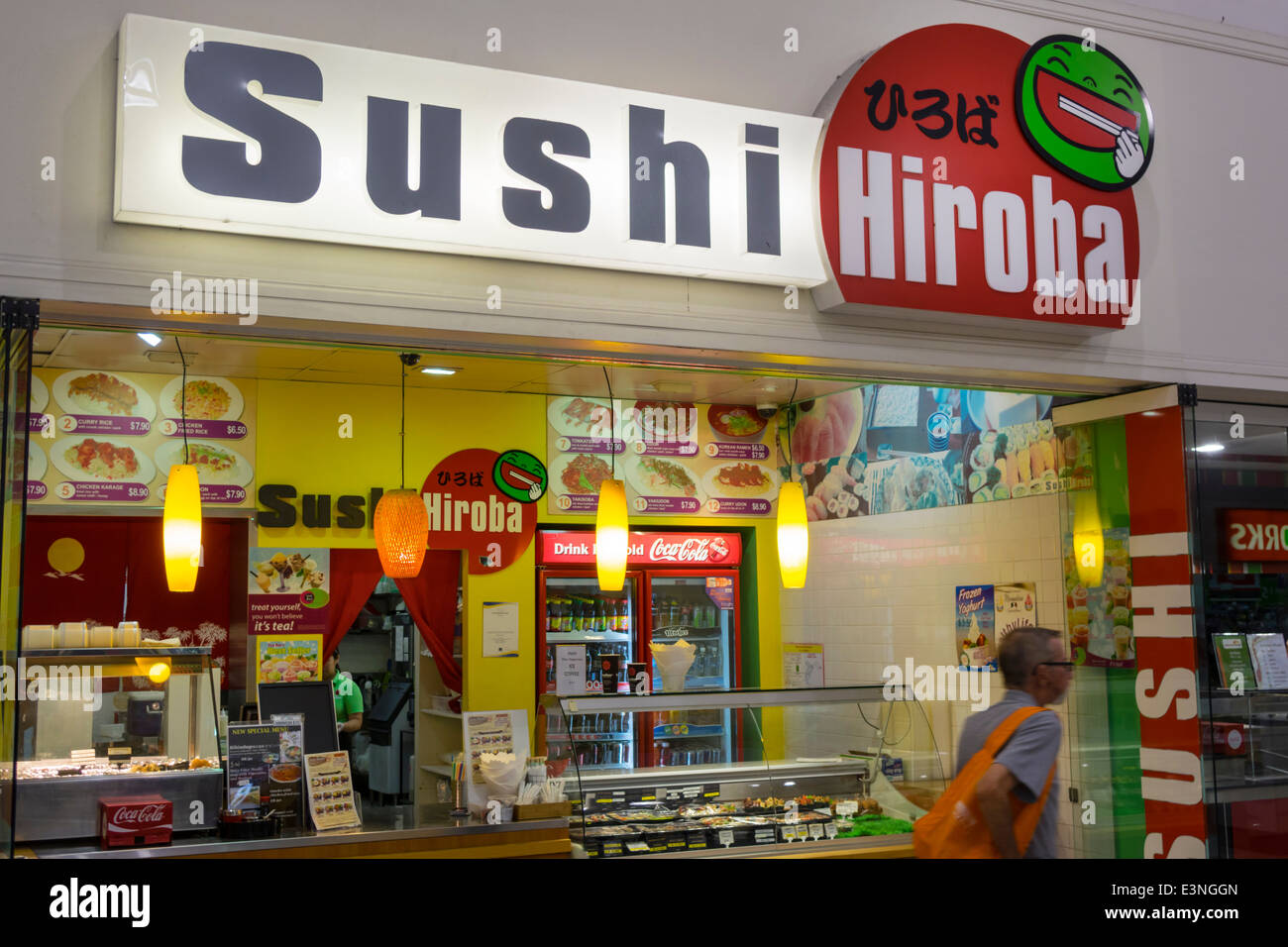 Brisbane Australia,Queensland Fortitude Valley Metro,food court plaza table tables casual dining,front,entrance,counter,Sushi Hiroba,restaurant restau Stock Photo