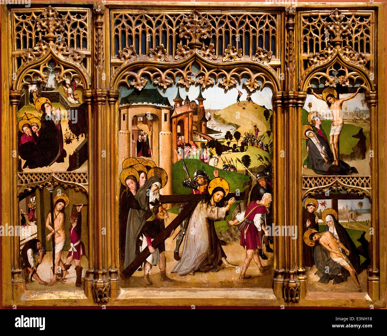 Retablo de La Pasión de Cristo - Altarpiece of the Passion of Christ 1415  Anonymous Spain Spanish Stock Photo