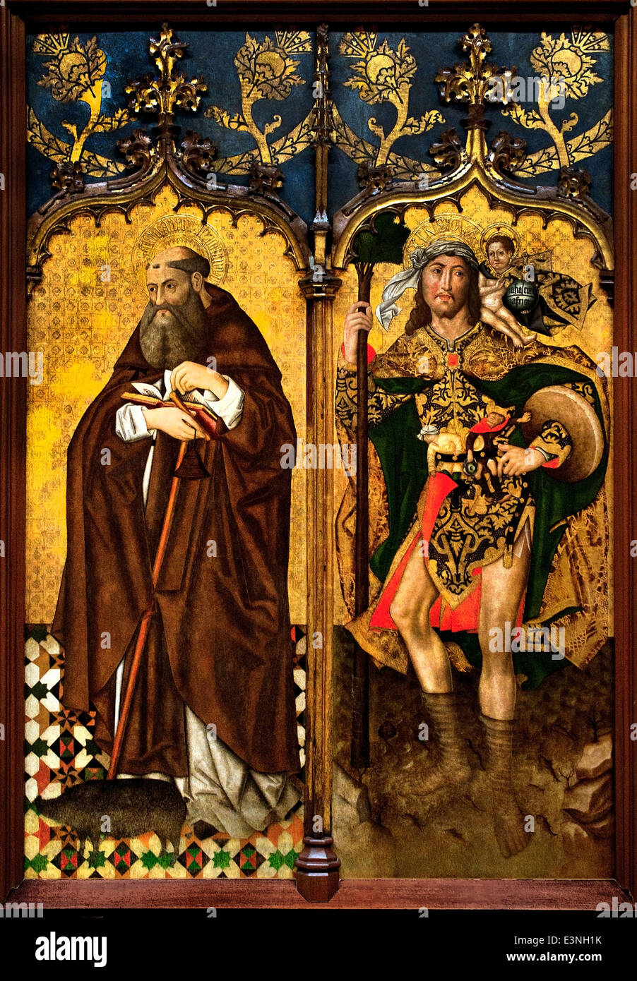 San Antonio Abad and San Cristobal (  St. Christopher )  1480 Gothic  Circle; Sanchez de Castro, Juan Spain Spanish Stock Photo