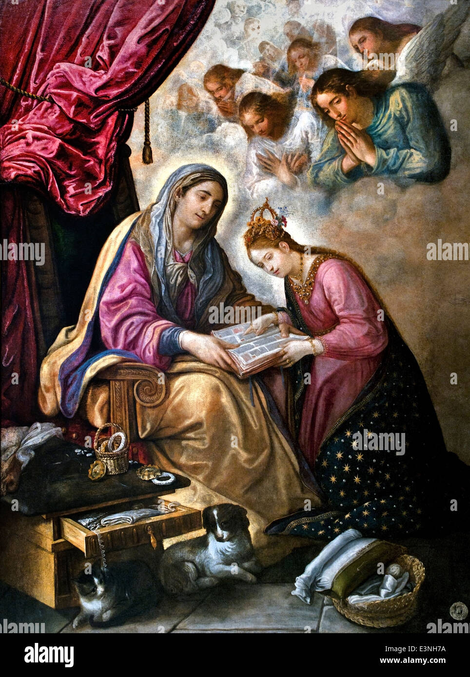 St. Anne teaching the Virgin to read 1610 Roelas, John 1558 -1625  Spain Spanish Stock Photo
