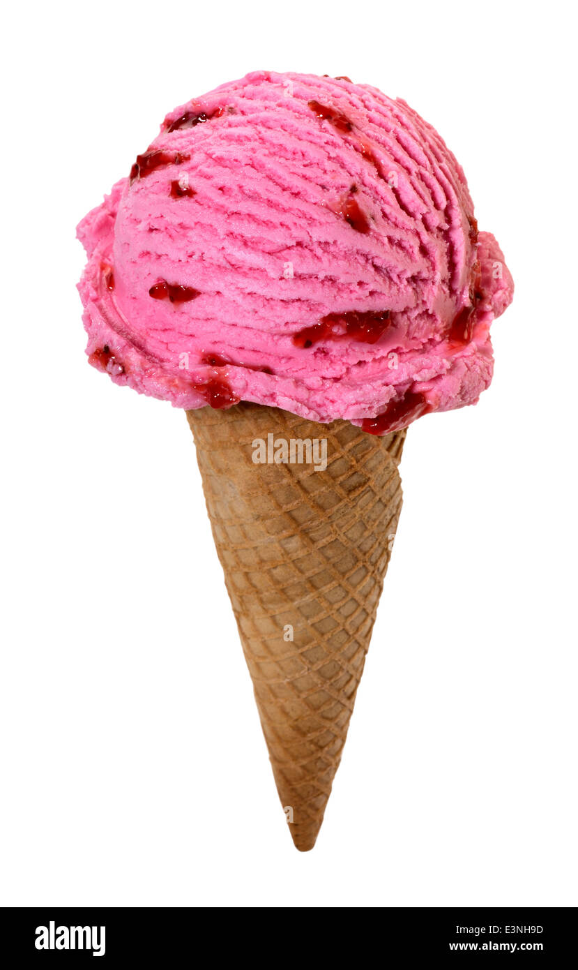 Strawberry ice cream cone(+clipping path) Stock Photo