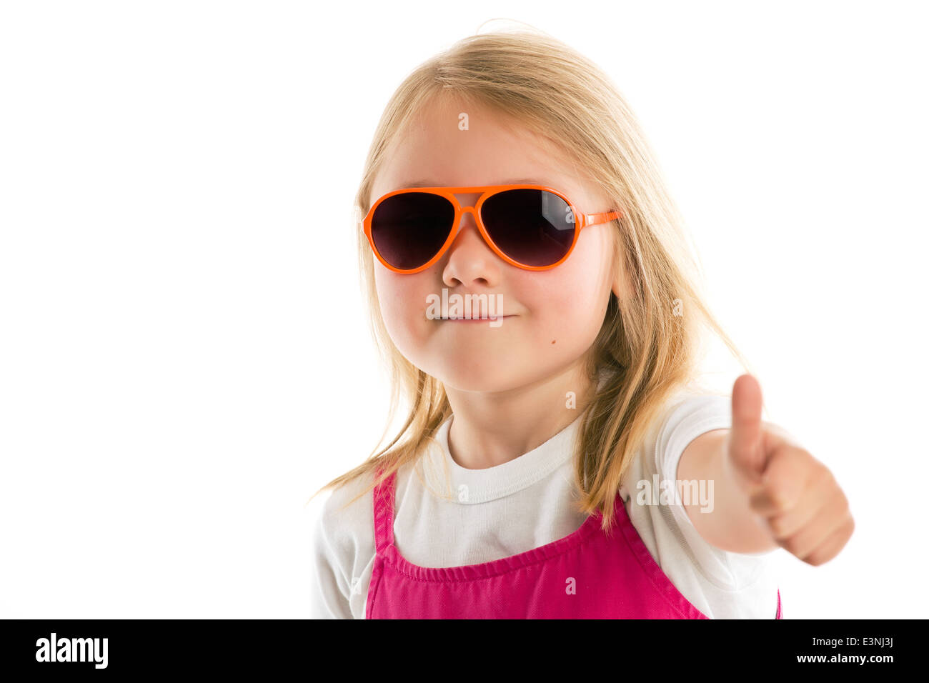 the little girl showing thumbs up Stock Photo