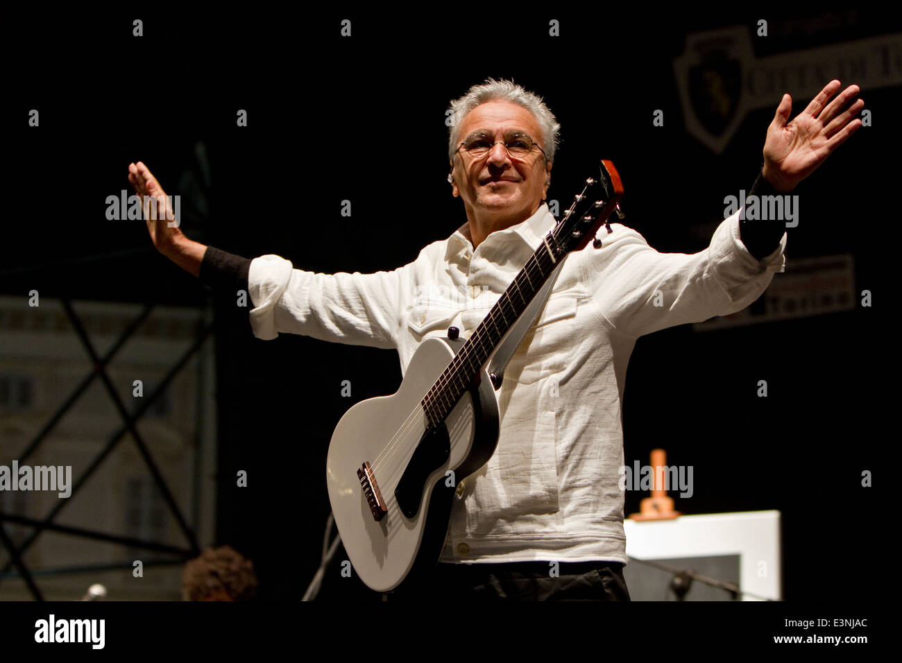 Brazilian composer and singer Caetano Veloso holds a concert at Torino Jazz Festival. Stock Photo