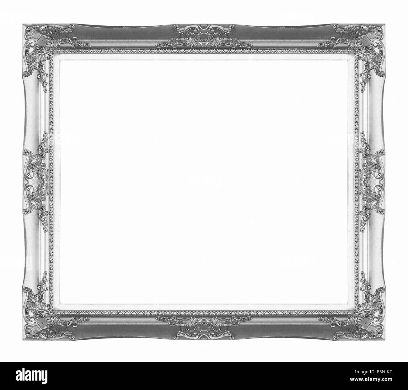 Silver picture frame isolated on white background Stock Photo - Alamy