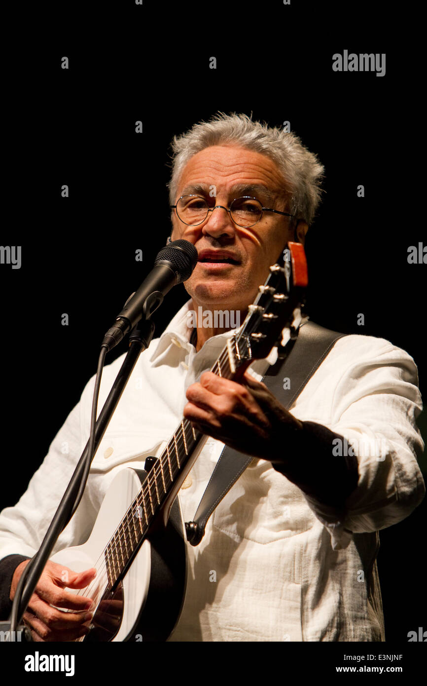 Brazilian composer and singer Caetano Veloso holds a concert at Torino Jazz Festival. Stock Photo