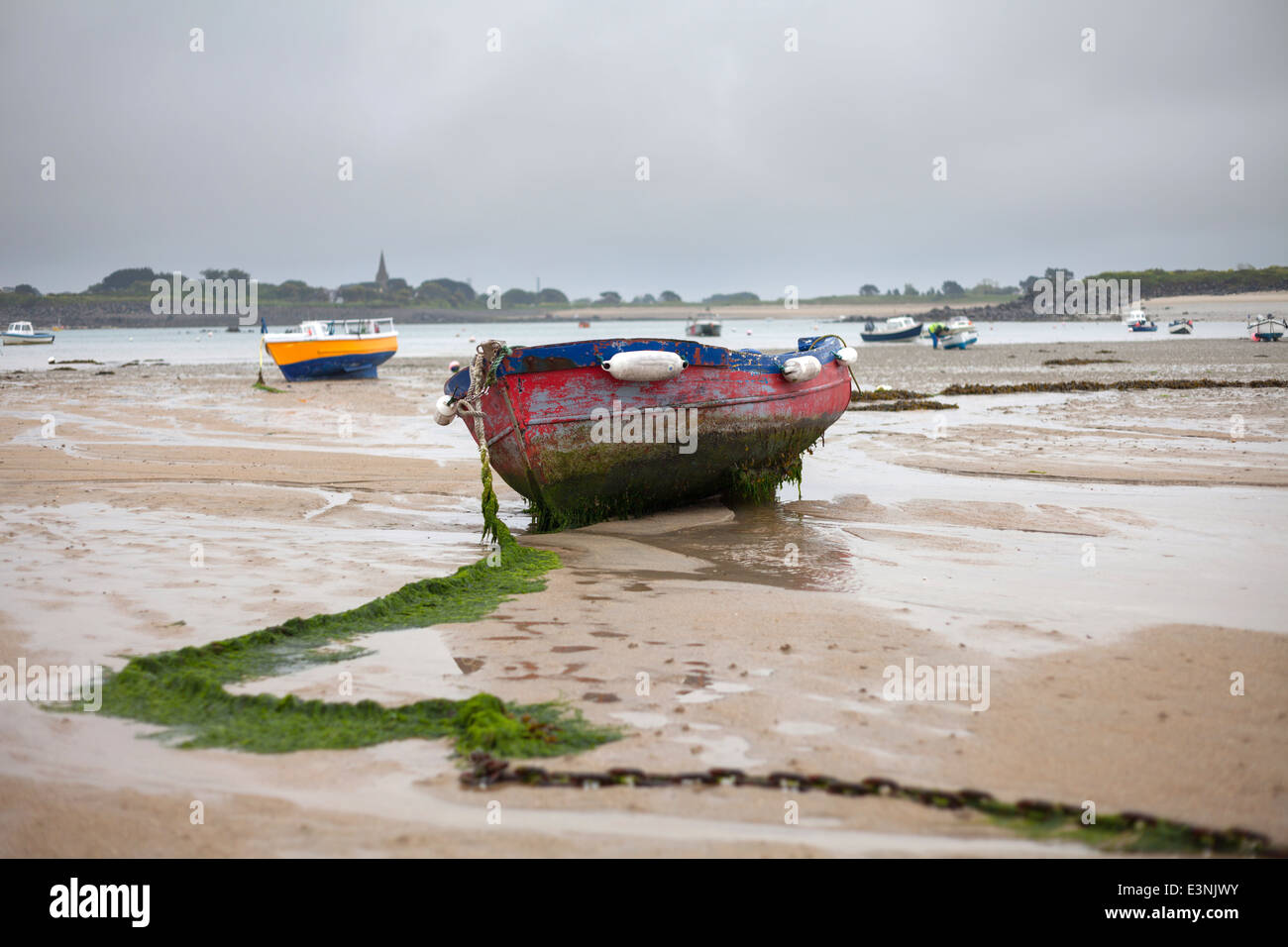 Tide out Le Grand Havre Guernsey Stock Photo