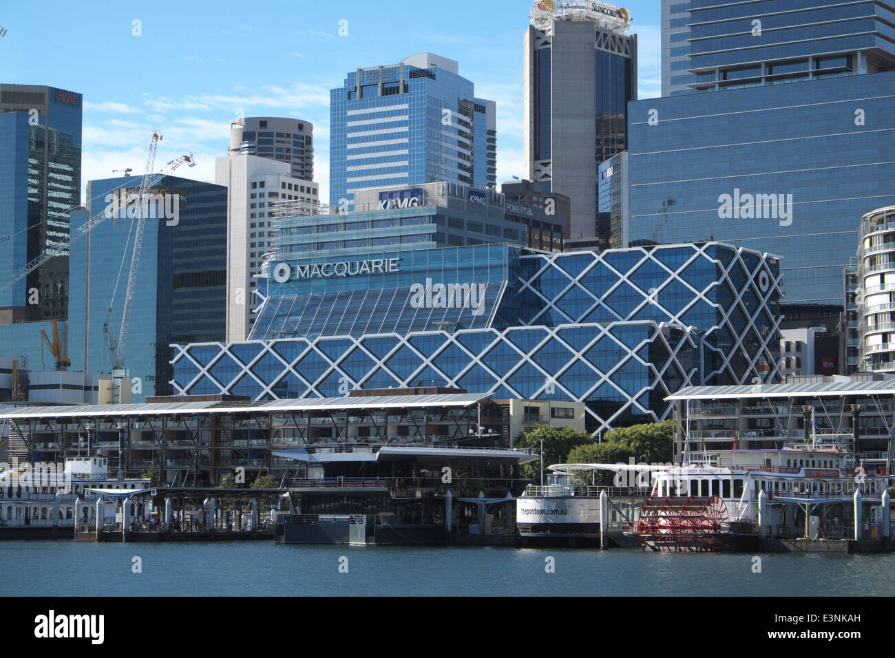 Darling harbour and construction activity at barangaroo, sydney, new south wales,australia Stock Photo