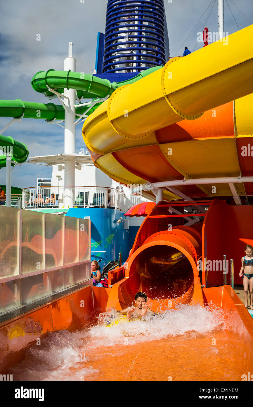 Deck 15 with pools and water slides on the Norwegian Epic cruise ship