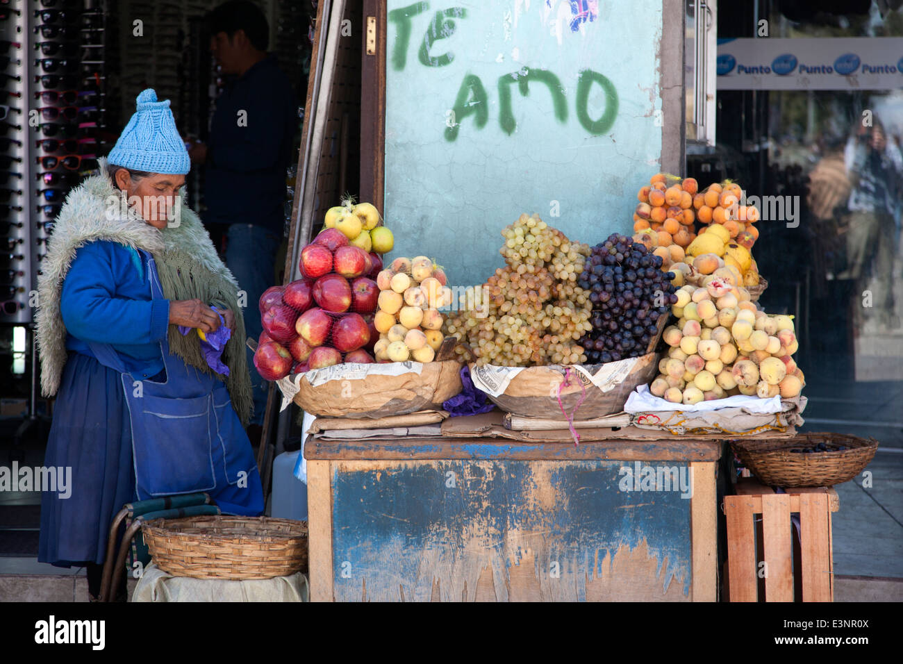 Local woman selling fruits. Potosi. Bolivia Stock Photo Alamy