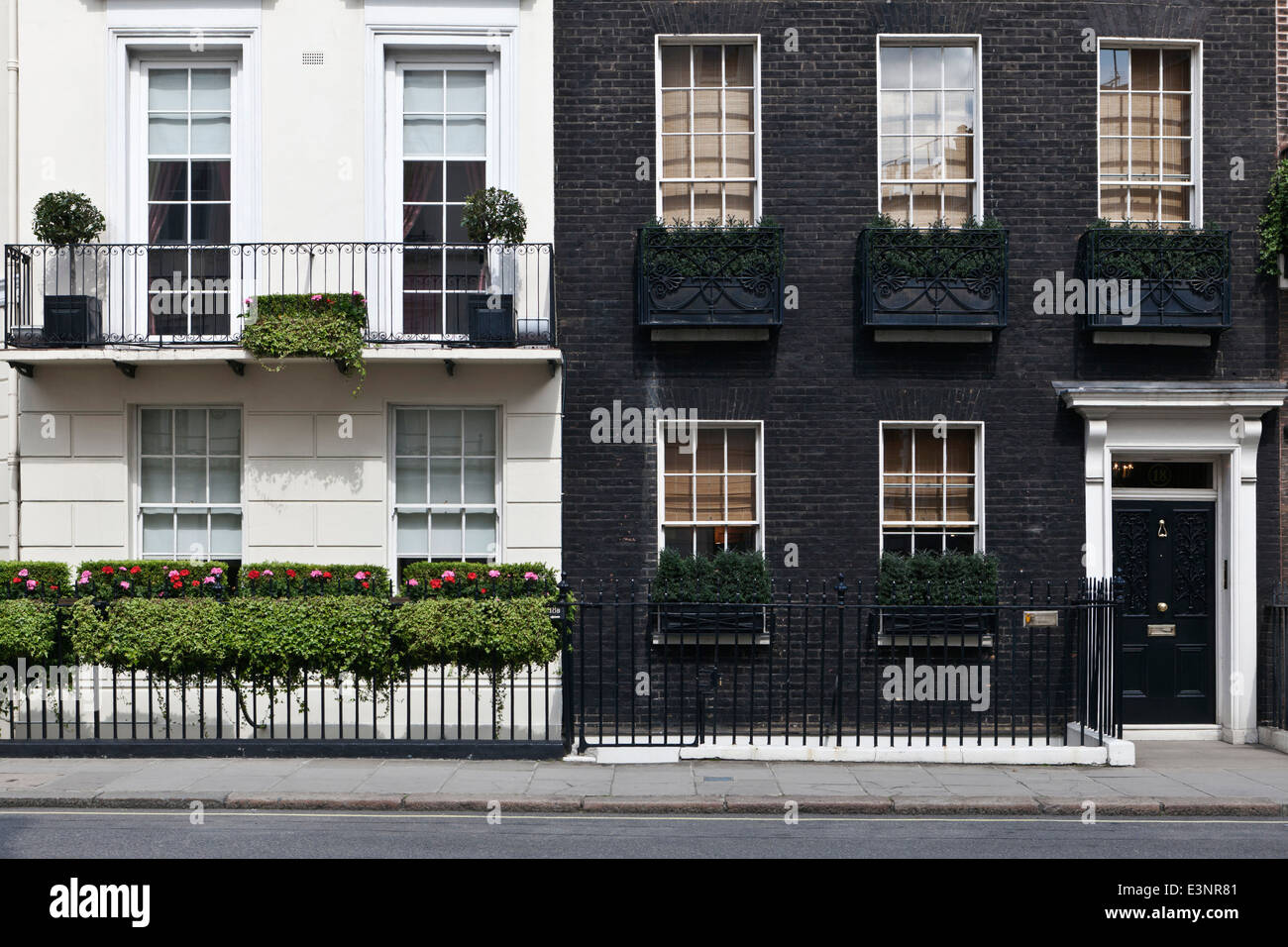 Elegant townhouse terraces in Mayfair London W1 England Stock