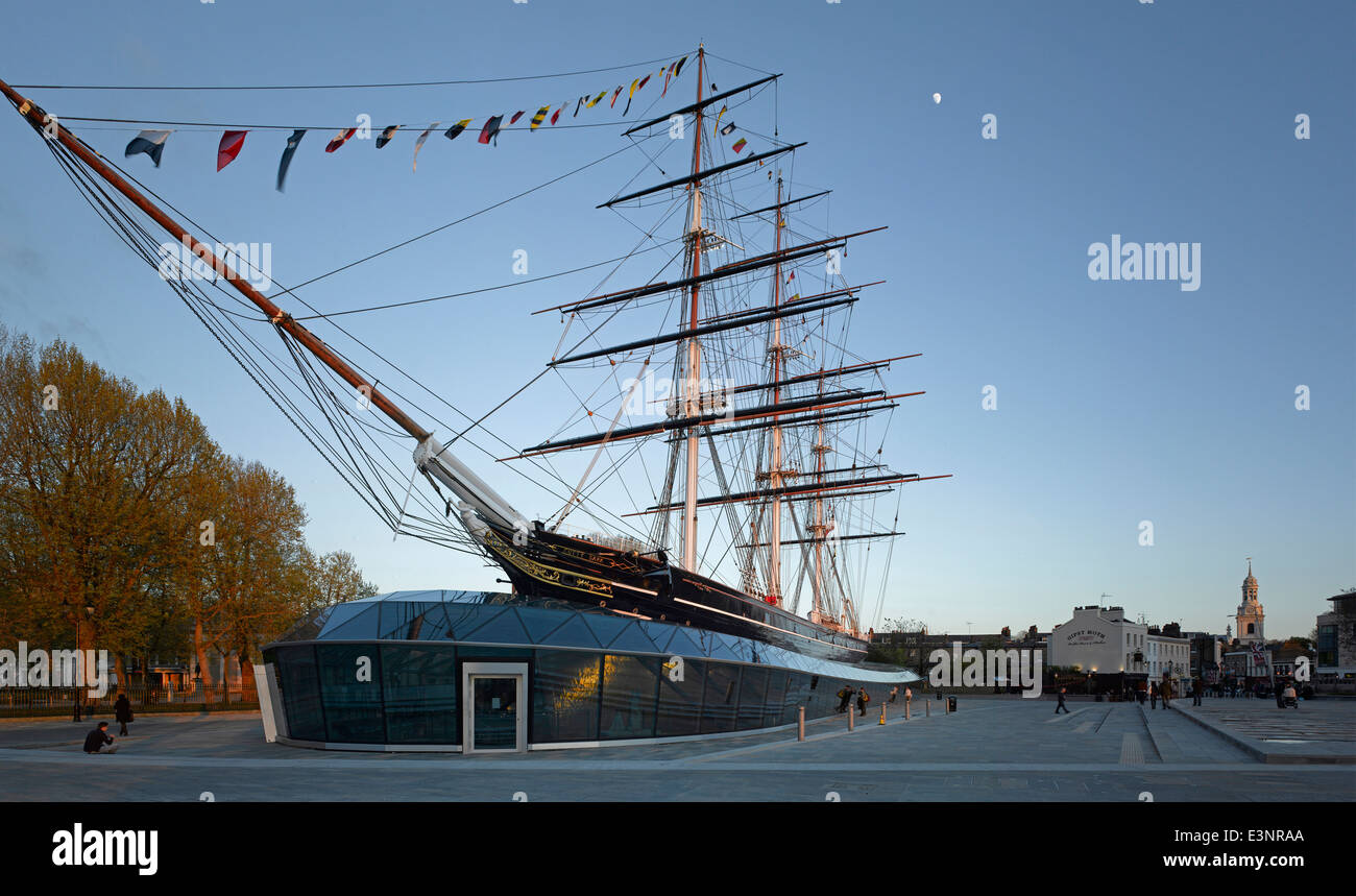 Glass exterior of Cutty Sark, Greenwich. Refurbished 2012. Stock Photo