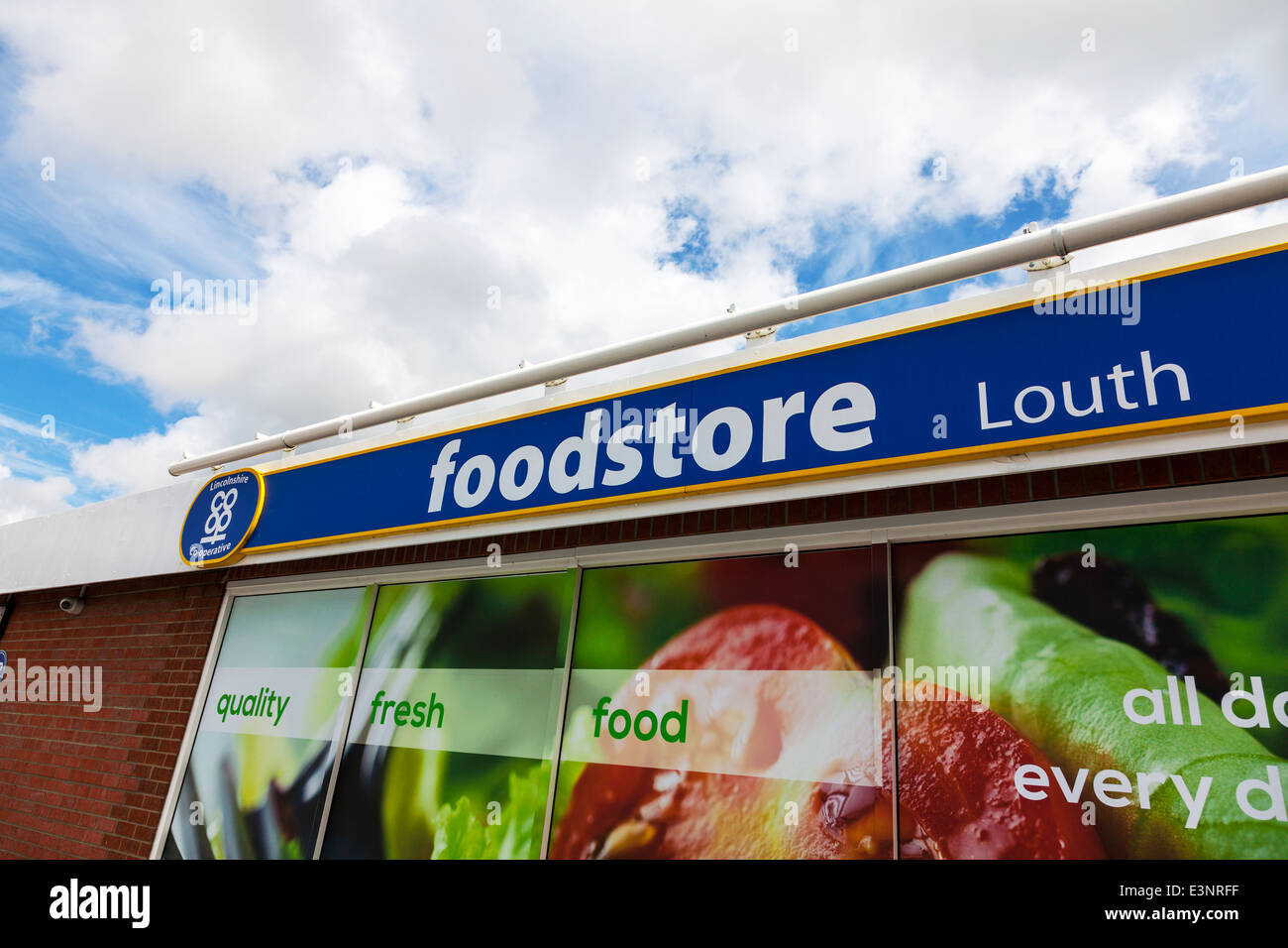 Coop co op foodstore grocery shop store sign front building exterior
