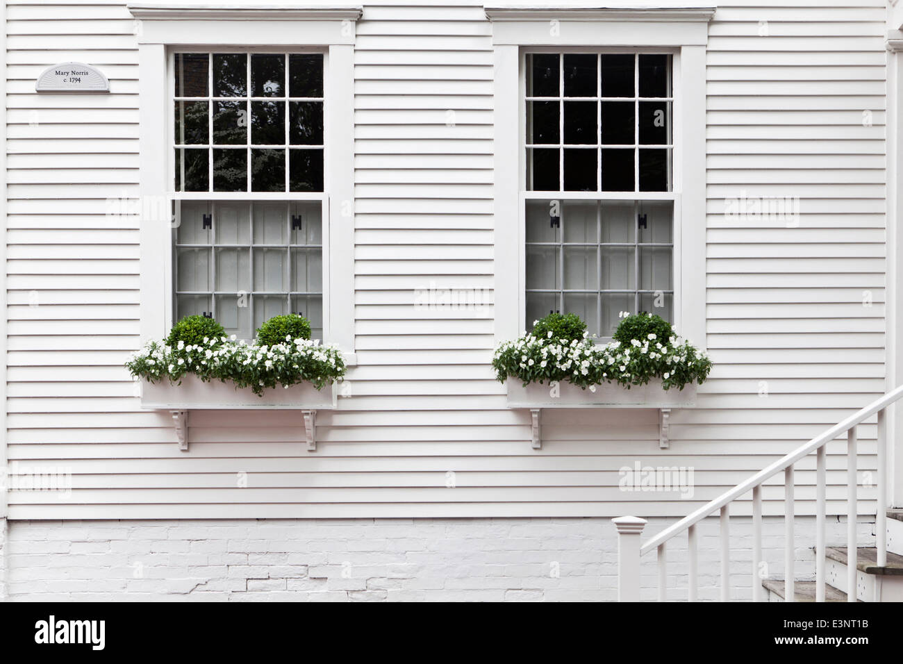 Colonial Clapboard House detail in Nantucket Massachusetts USA Stock