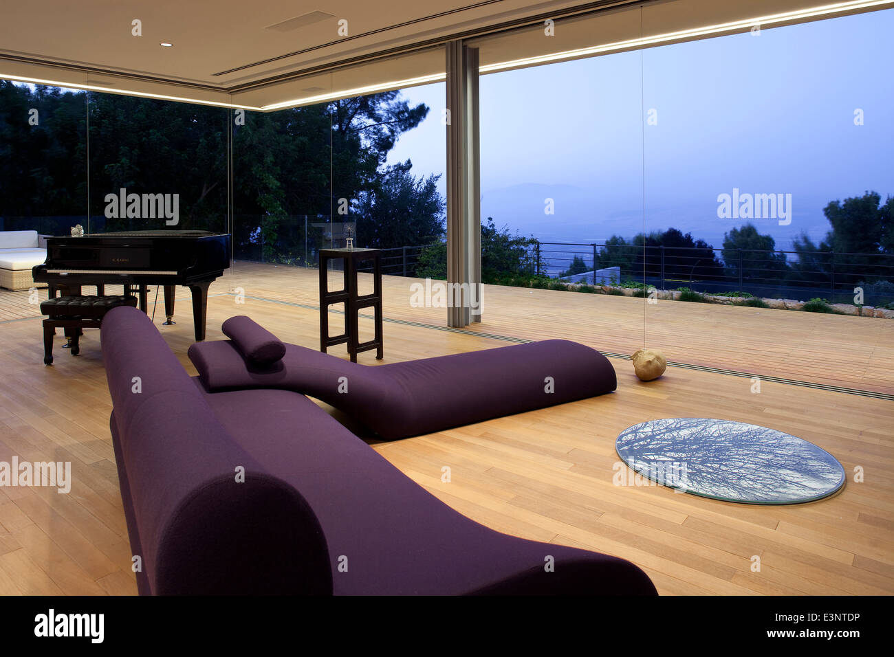 Living room floor seating in L House, Israel, Middle East Stock Photo