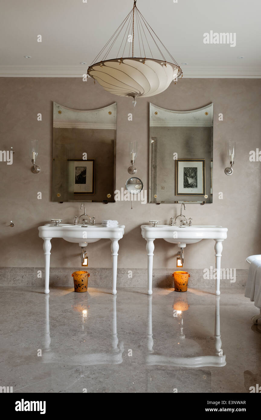 bathroom with 2 wash basins Stock Photo Alamy