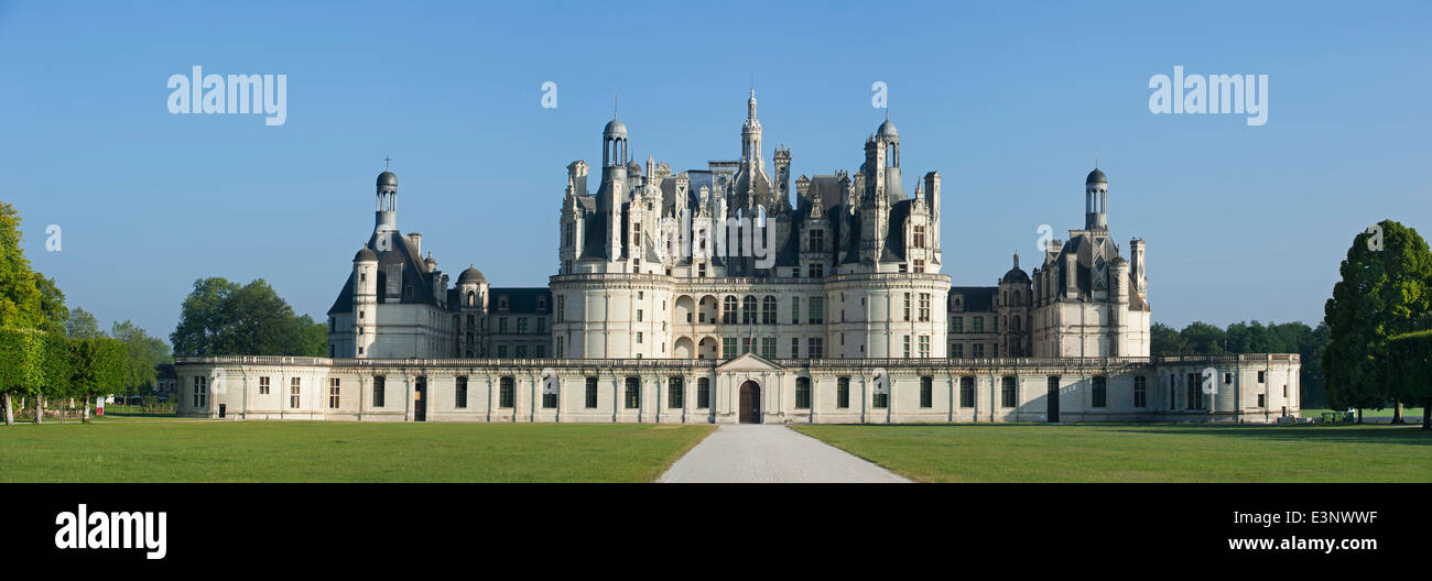 The royal French Renaissance Château de Chambord, one of the Châteaux of the Loire Valley, Loir-et-Cher, France Stock Photo