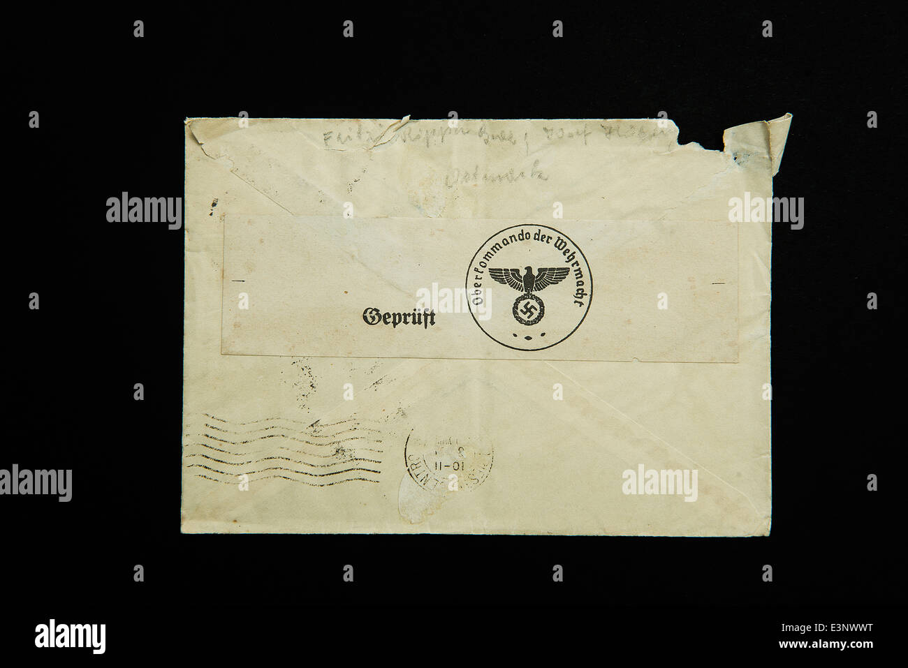 Italian  envelope with Nazist censure label Stock Photo