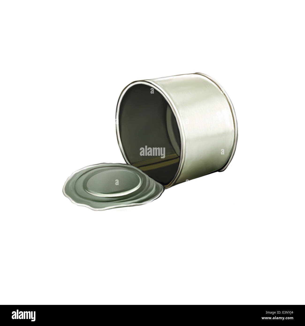 Opened Tincan Ribbed Metal Tin Can, Canned Food Stock Photo