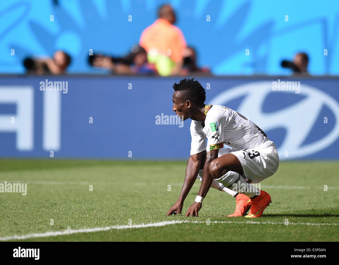 Brasilia, Brazil. 26th June, 2014. Harrison Afful of Ghana reacts during the FIFA World Cup 2014 group G preliminary round match between Portugal and Ghana at the Estadio National Stadium in Brasilia, Brazil, on 26 June 2014 Credit: © dpa picture alliance/Alamy Live News  Stock Photo