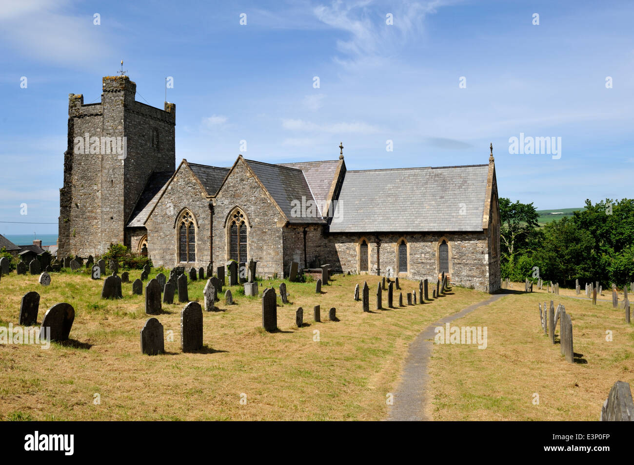 St Mary's church and old graveyard Newport, Pembrokeshire, West Wales Stock Photo