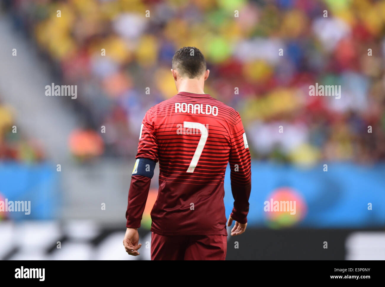 Brasilia, Brazil. 26th June, 2014. Cristiano Ronaldo of Portugal reacts during the FIFA World Cup 2014 group G preliminary round match between Portugal and Ghana at the Estadio National Stadium in Brasilia, Brazil, on 26 June 2014 Credit: © dpa picture alliance/Alamy Live News  Stock Photo