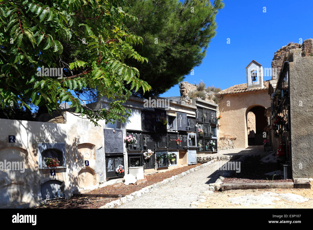 The Cemetary at Guadalest medival village, Costa Blanca, Spain, Europe Stock Photo