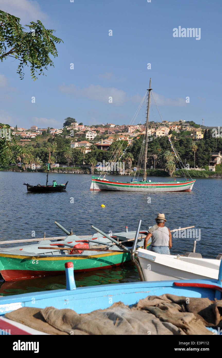 Ganzirri lake, old traditional swordfish boat, "Fulua", Messina, Sicily