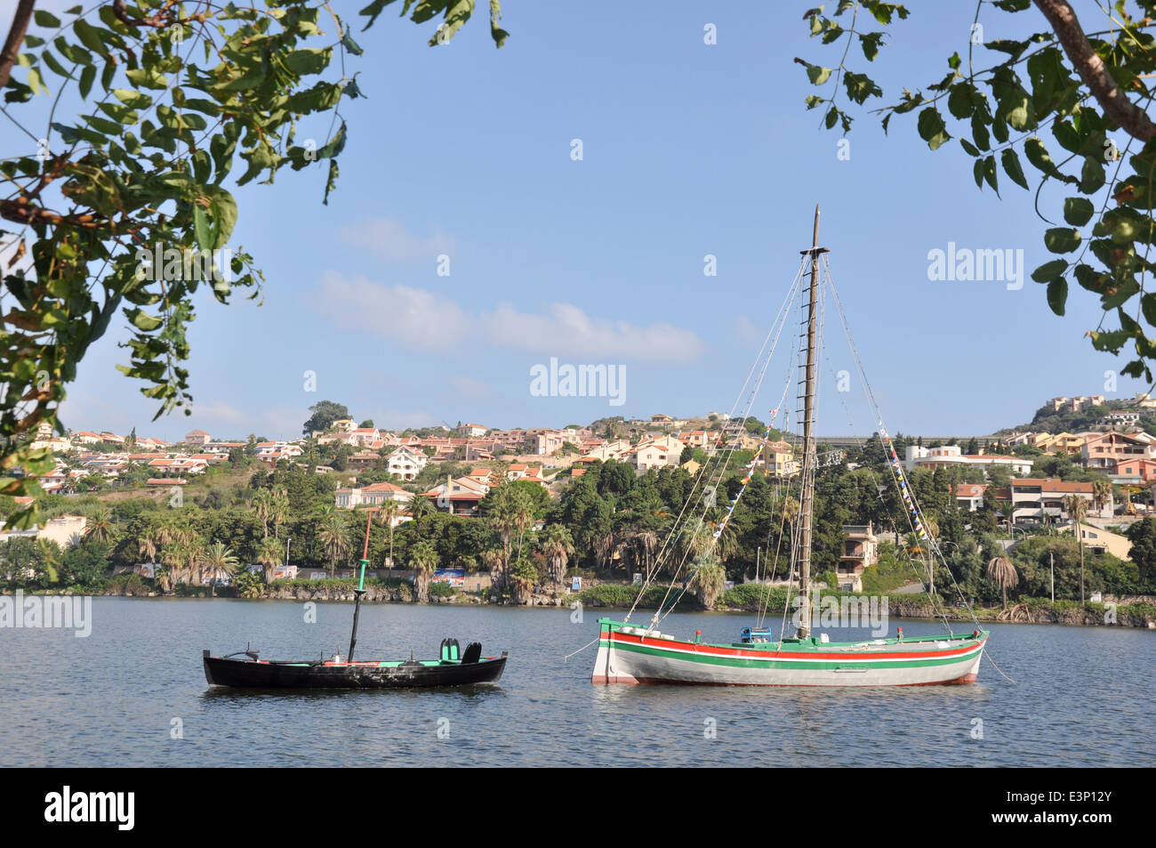 Ganzirri lake, old traditional swordfish boat, "Fulua", Messina, Sicily