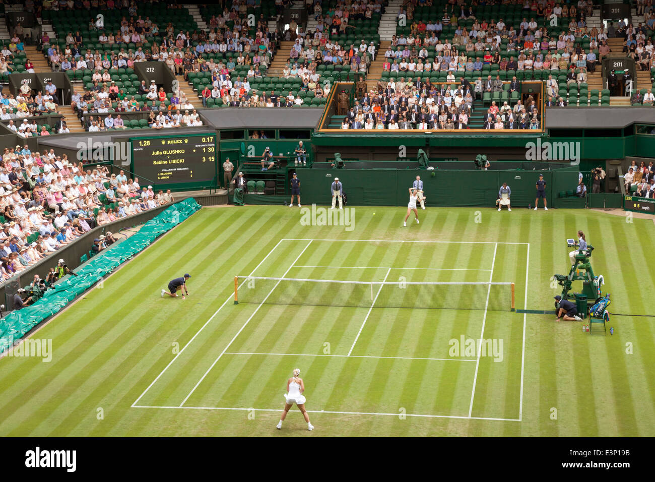 Ladies Singles match 2014 championship on Centre Court, Wimbledon, All England Lawn Tennis Club; Wimbledon London UK Stock Photo