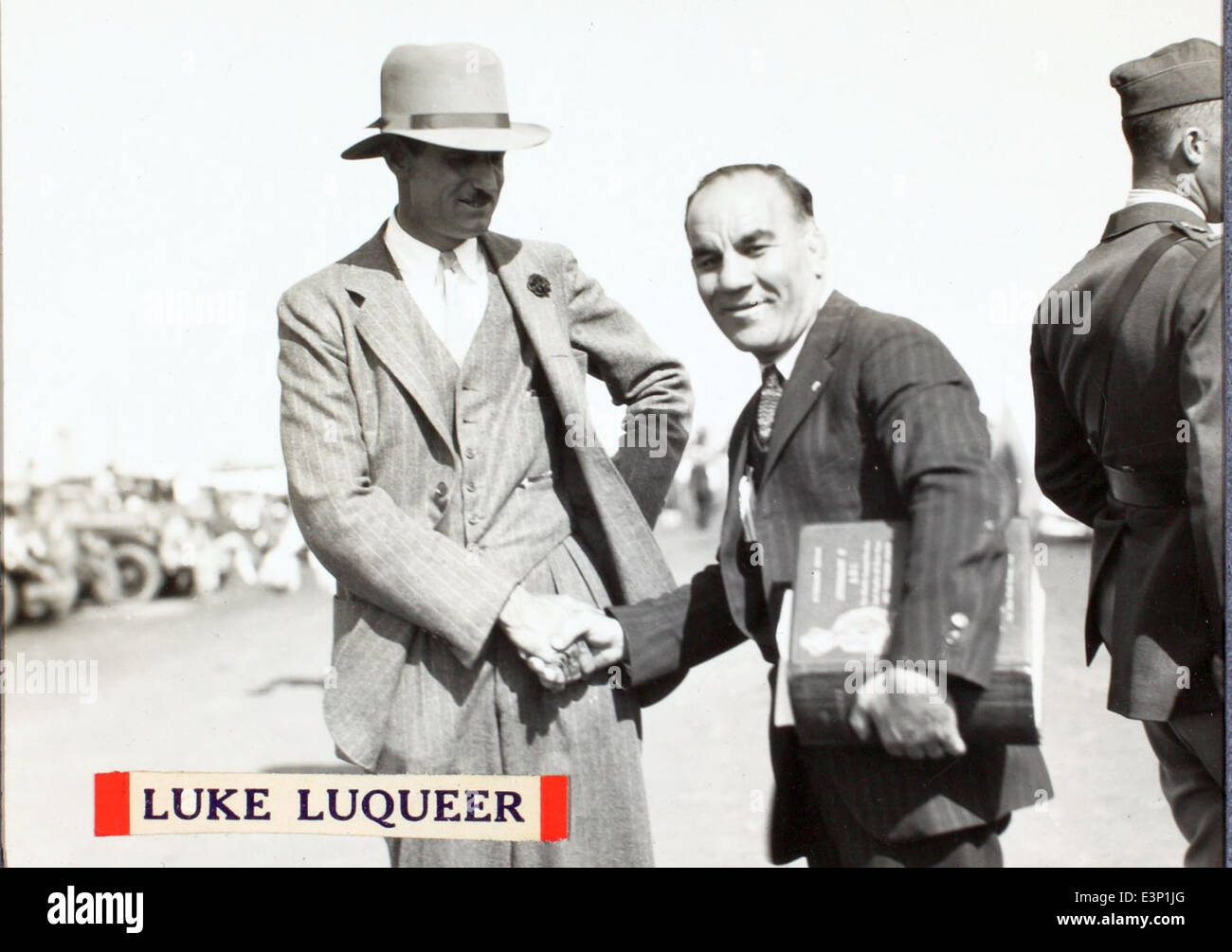 This photograph captures a moment from the Golden Age of Aviation ...