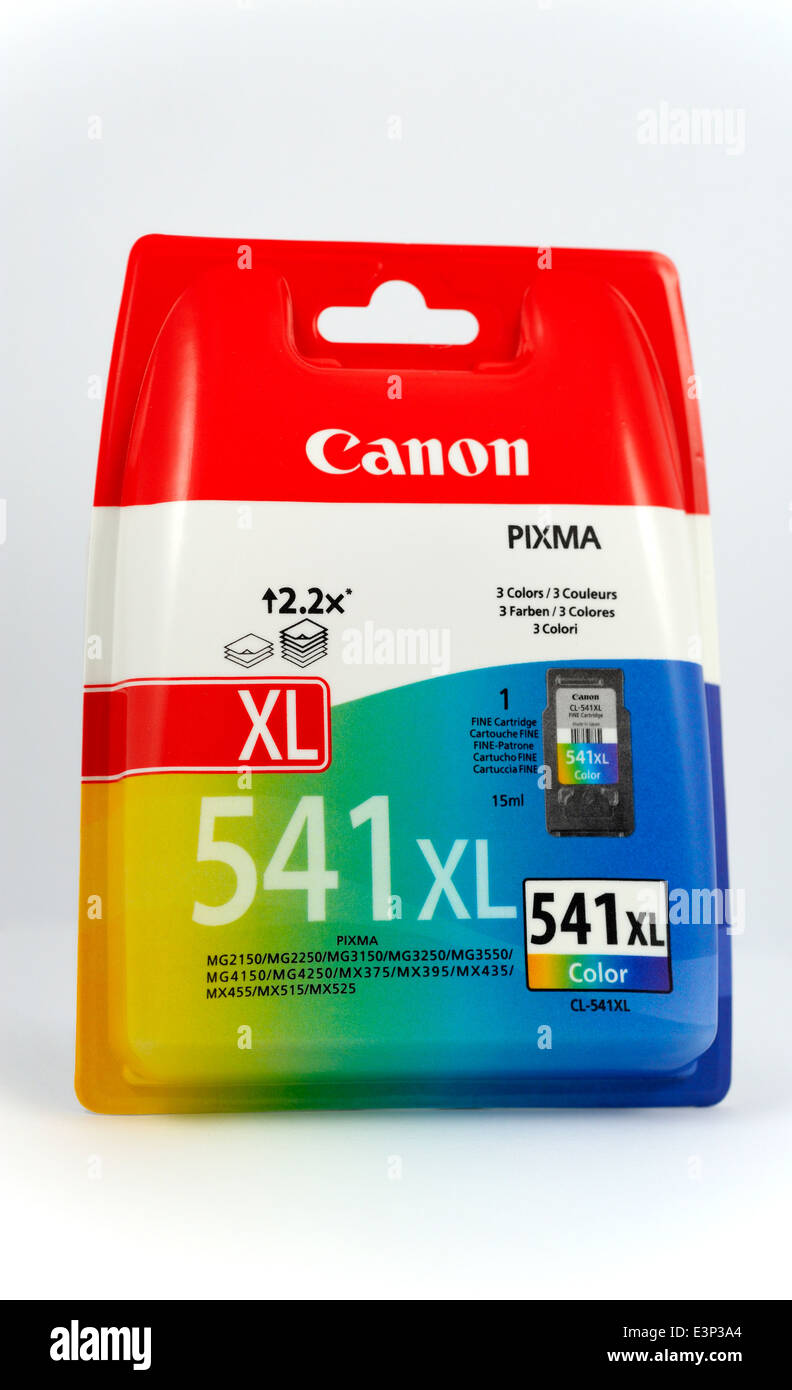 A Canon pixma high capacity color ink cartridge Stock Photo