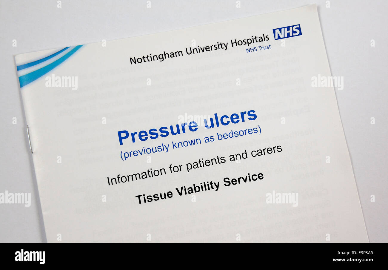 Pressure ulcers NHS information booklet England UK Stock Photo