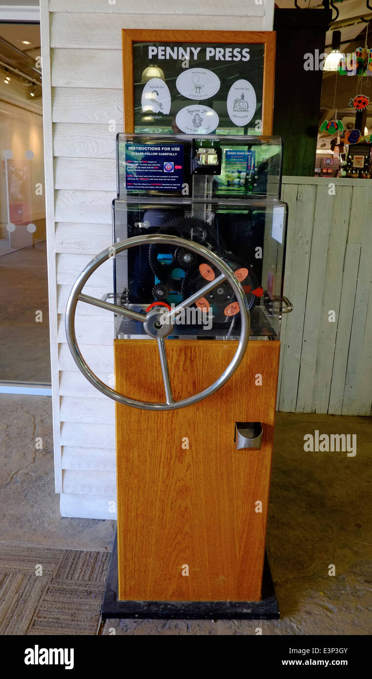 Penny press machine england uk stock photo alamy