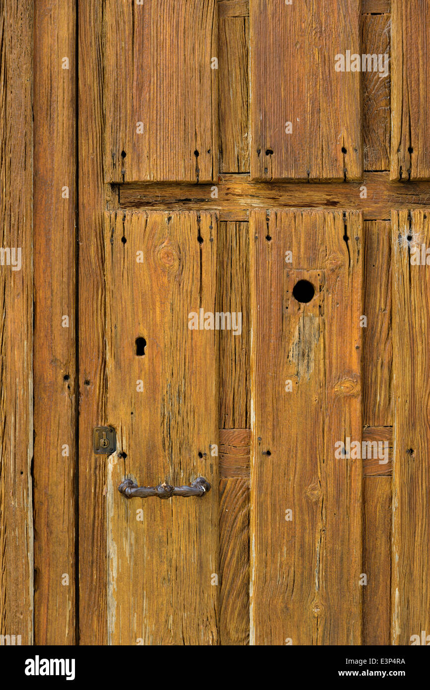 Detail in old wood door. Stock Photo