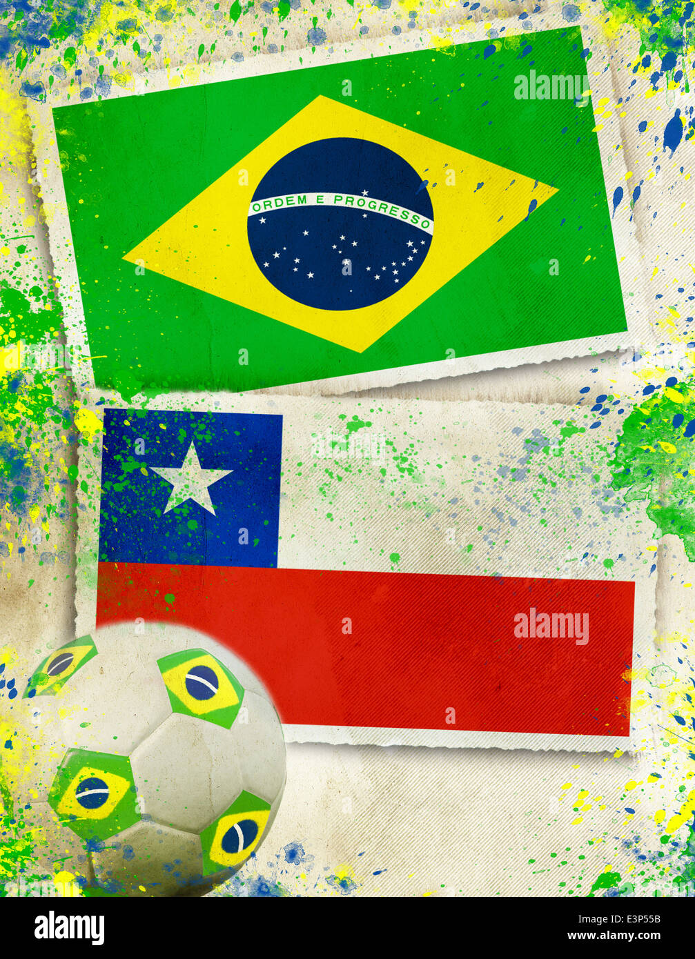 Brazil vs Chile soccer ball concept Stock Photo