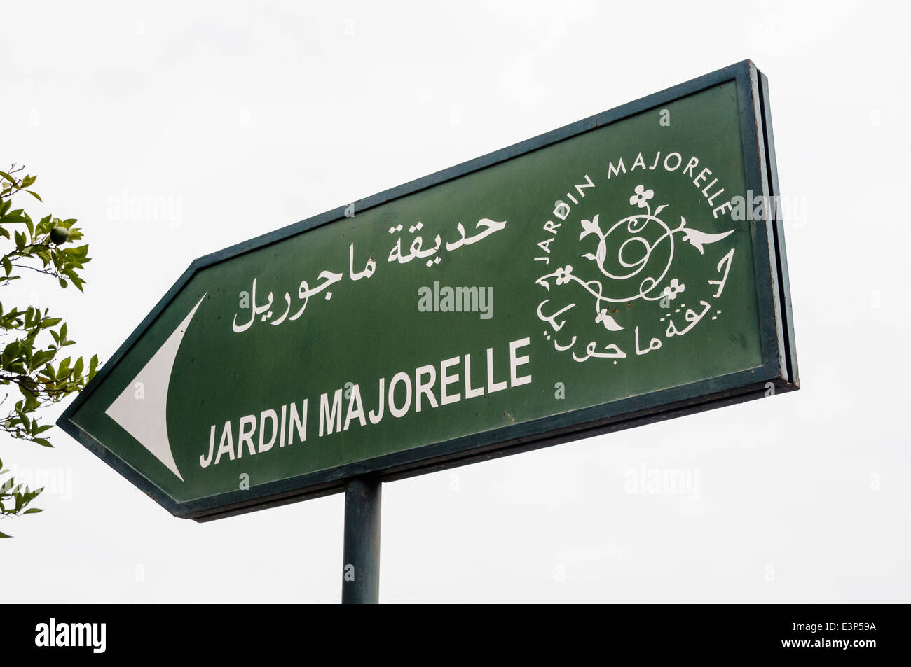 Street sign to the Jardin Majorelle, Marrakech, Morocco Stock Photo