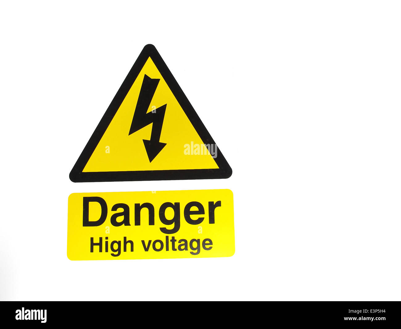 An electrical warning sign showing Danger high voltage Stock Photo