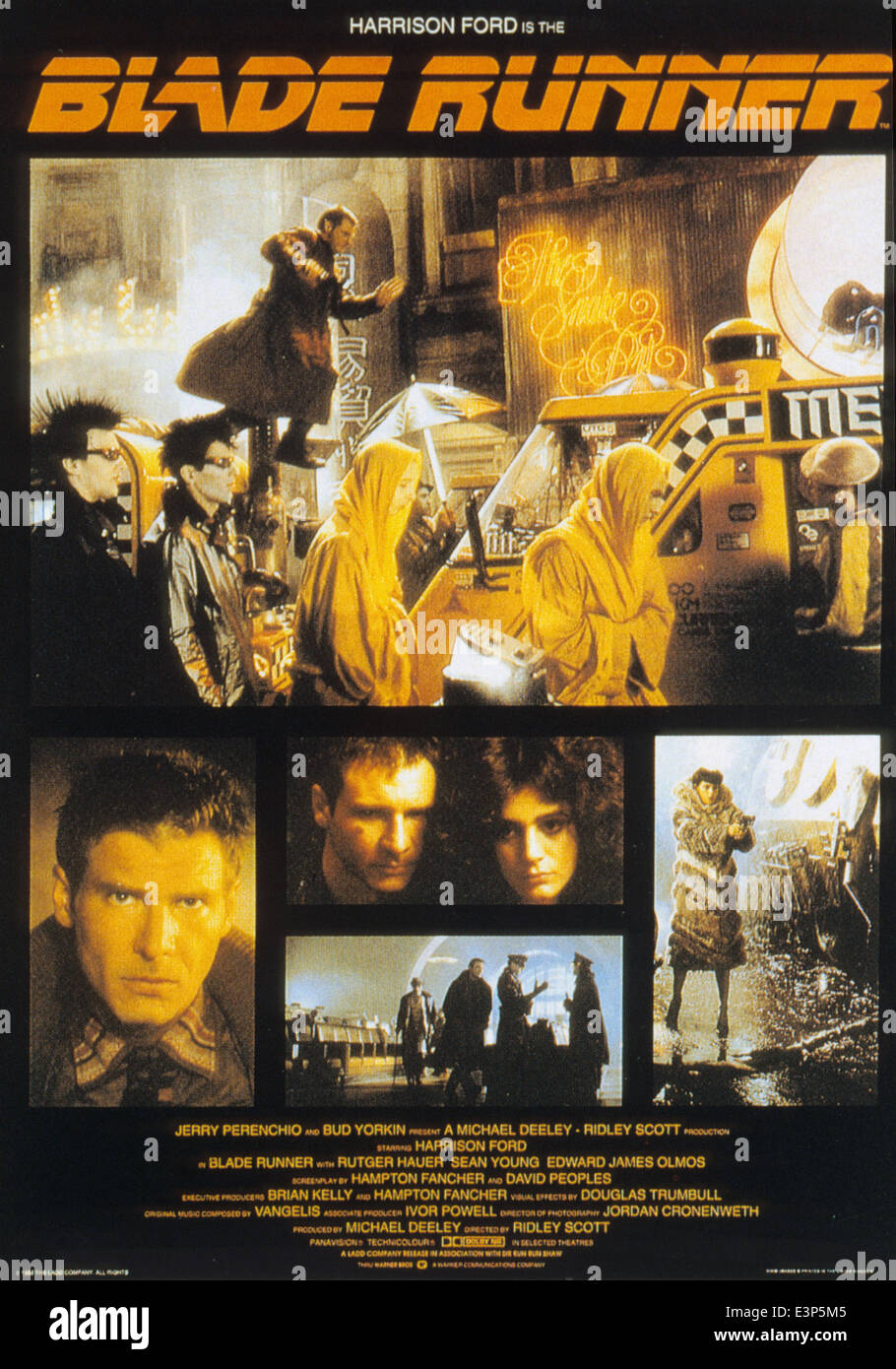 BLADE RUNNER Poster for the 1982 Ladd Company/Warner Bros film with Harrison Ford and Sean Young Stock Photo