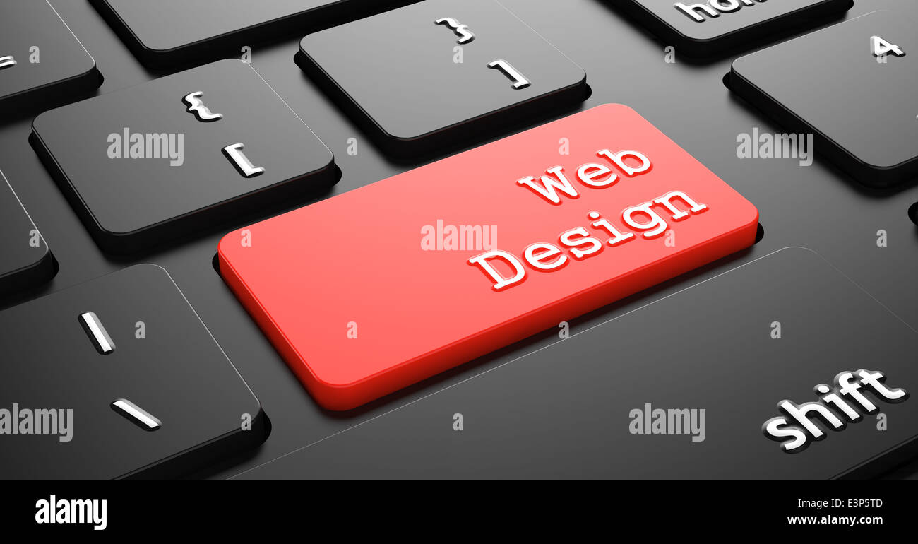 Web Design on Red Keyboard Button. Stock Photo