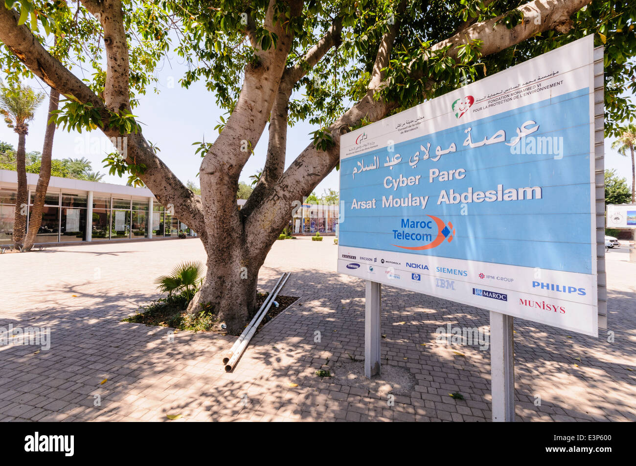 Sign at the Maroc Telecom Cyber Parc in Marrakech, Morocco Stock Photo